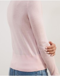 Atmos&Here - Elina Crewneck Knit Cardigan With Rib Hem