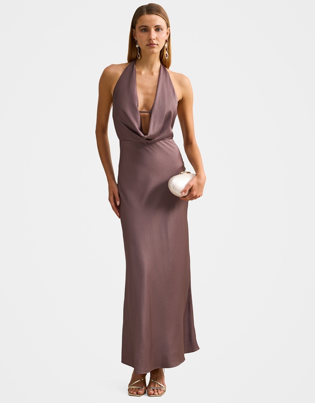 Forever New - Becca Cowl Halter Neck Satin Gown
