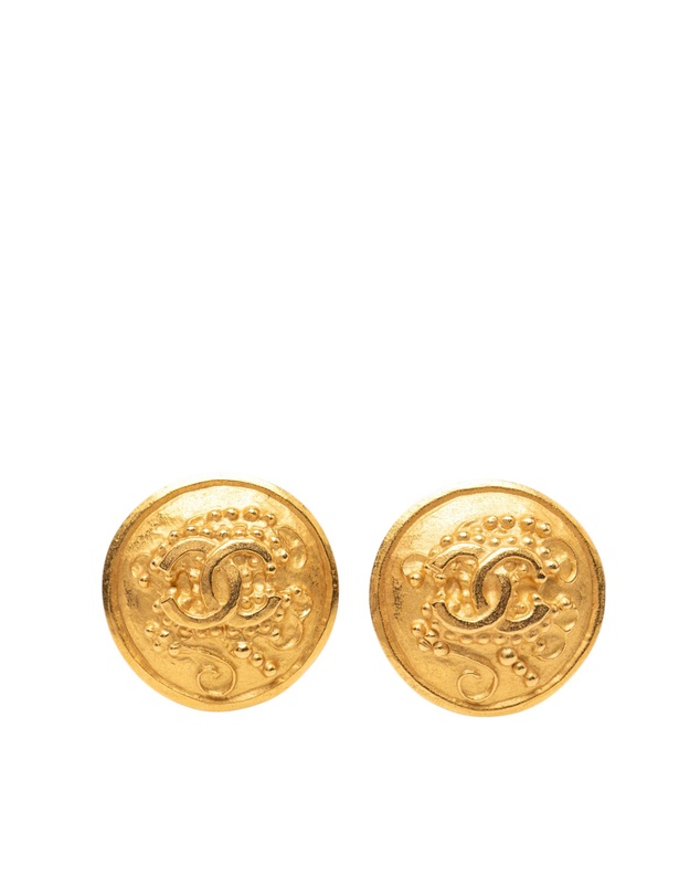 Pre-Loved by Azura Reborn - Pre-Loved Gold Plated CC Grapevine Round Clip on Earrings
