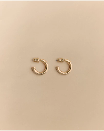 Trenery - Lutra Hoop Earrings in Tahini