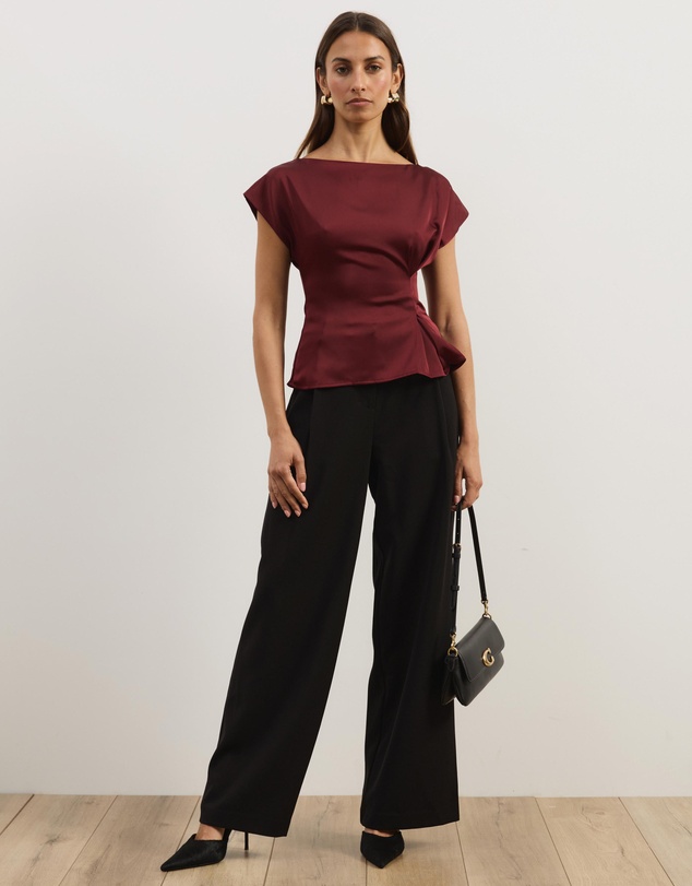 Atmos&Here - Aureline Satin Boat Neck Top