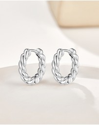 Mestige - Croissant Huggie Earrings - Silver Plated