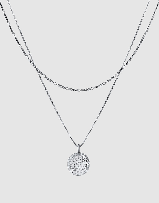 Kuzzoi - ICONIC EXCLUSIVE - Circle Pendant Necklace in Oxidised 925 Sterling Silver