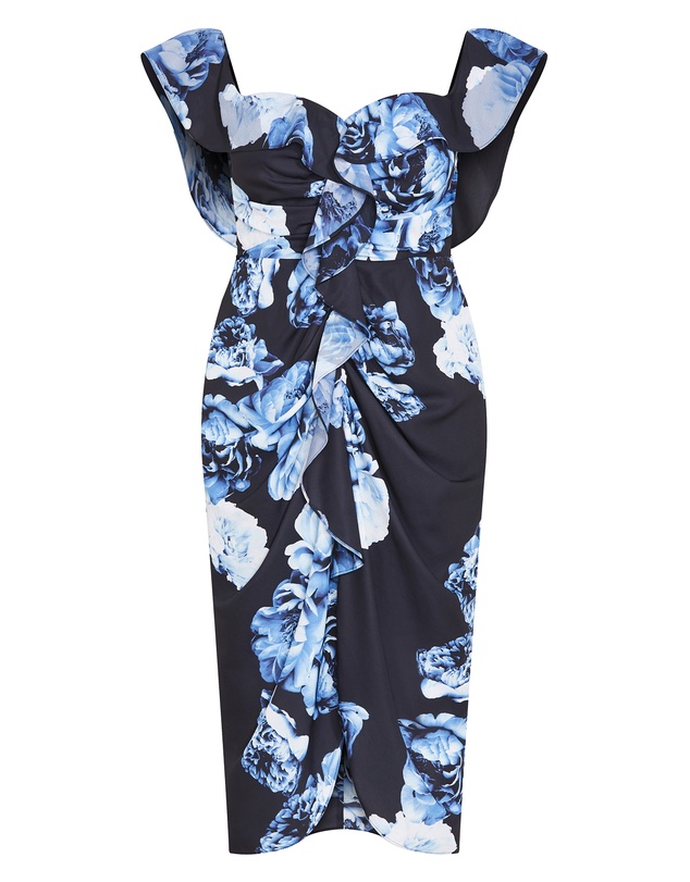 City Chic - Gina Print Off Shoulder Dress