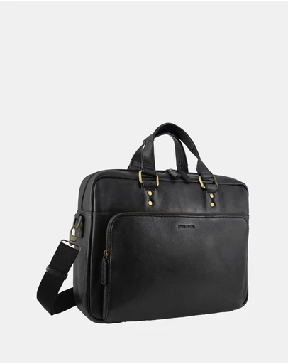 Pierre Cardin - Pierre Cardin Men's Leather Rustic Business/Laptop Bag
