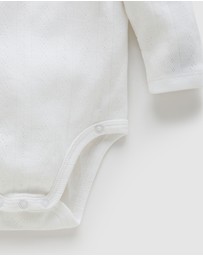 Purebaby - Ess Pointelle LS Wrap Bodysuit-Babies