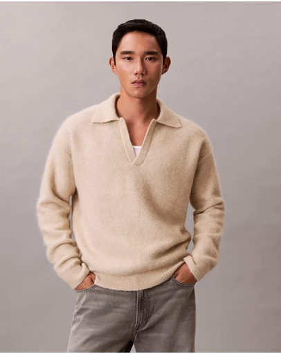 Calvin Klein - Brushed Alpaca Blend Johnny Collar Jumper
