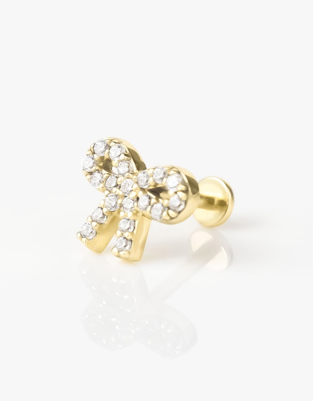 Wanderlust + Co - Bow Pave Flat Back Earring