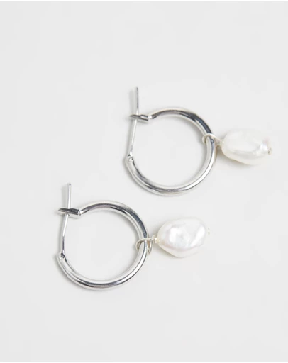 SAINT VALENTINE - Mini Keshi Pearl Hoops - Silver