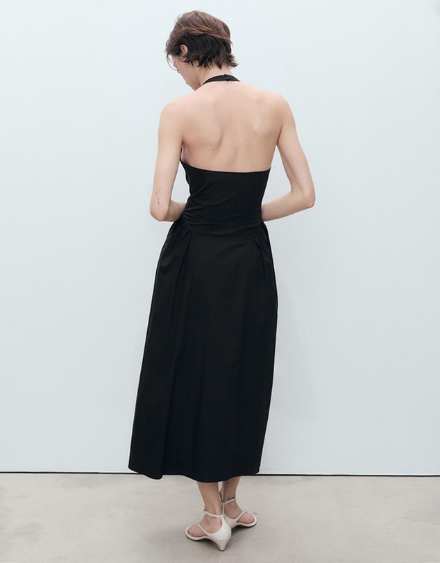 M.N.G - Valenti Halter Neck Cotton Midi-Dress