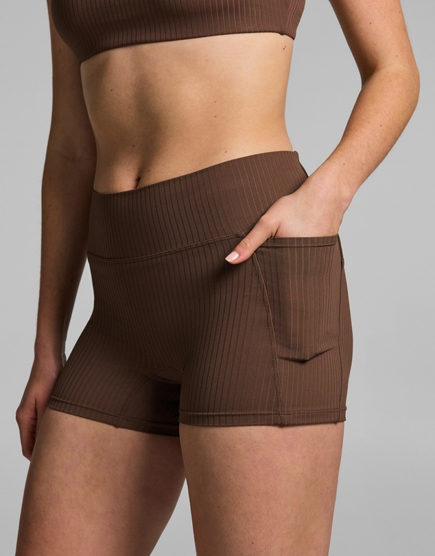 Rockwear - Mid Rise Luxe Rib Pocket Booty Shorts