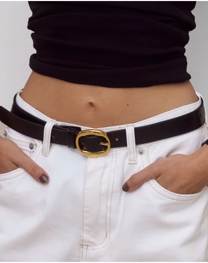 CENDRE - Bennet Belt Black Crinkle 18K Gold