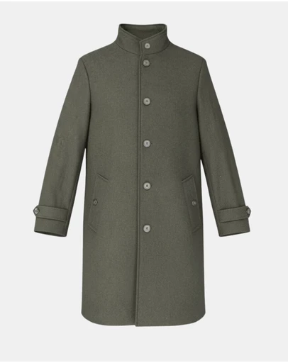 Henry Bucks - HENRY SARTORIAL Wool Overcoat OLIVE