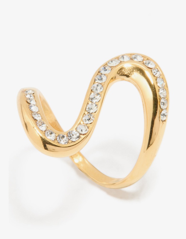 Lovisa - Waterproof Gold Plated Stainless Steel Swivel Stone Ring