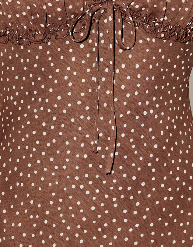 Dazie - Lila Polka Dot Tie Front Sleeveless Midi Dress