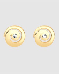 Elli Jewelry - Earrings Ear Studs Spiral Geo Sparkling with Crystals in 925 Sterling Silver Gold Plated
