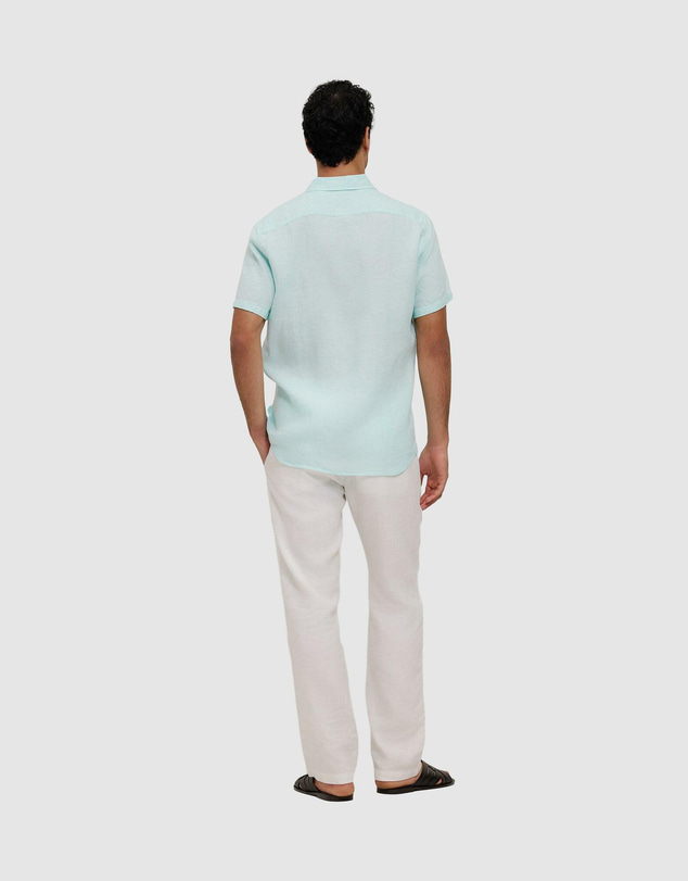 Trenery - Yarn Dyed Linen Short Sleeve Shirt