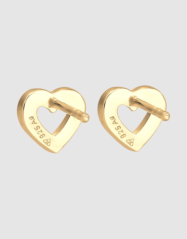 Elli Jewelry - Crystal Heart Stud Earrings in Gold-Plated 925 Silver