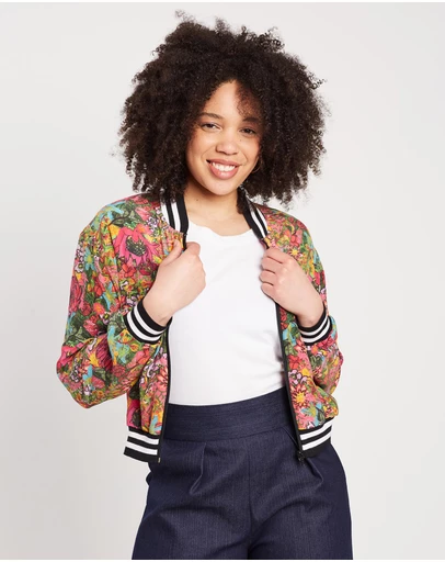 The Social Outfit - Fairfield Bloom Silk Aviator Jacket