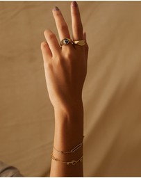 Wanderlust + Co - Crescent Key Gold Bracelet
