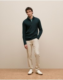 Trenery - Merino Half Zip in Pine Green