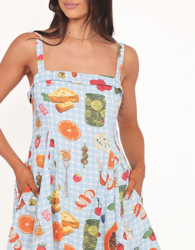 Petal & Pup - Caitlin Mini Dress - Blue Picnic