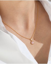 Von Treskow - Fine Ball Chain Necklace with Round Pink Opal