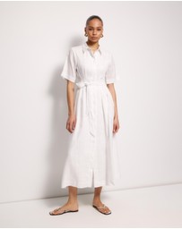 AERE - Orien Tuck Waist Linen Shirt Dress