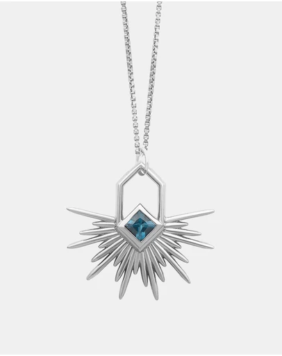 Rachel Jackson - Electric Goddess Silver Blue Topaz Necklace