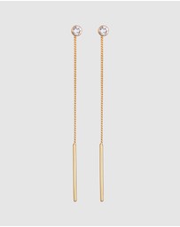 Elli Jewelry - Earrings Ear Hanger Pull Through Basic with Crystal in 925 Sterling Silver Gold Plated