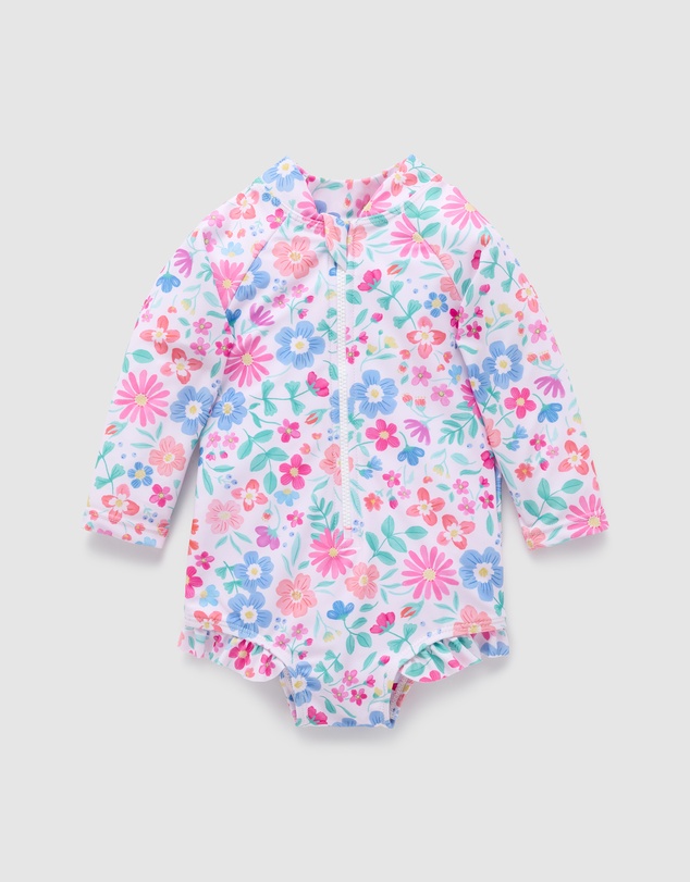 Purebaby - Printed Long Sleeve Swimsuit- Kids-Babies