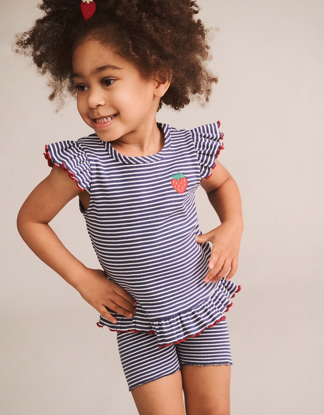 Huxbaby - Stripe Rib Peplum Tee - Babies-Kids