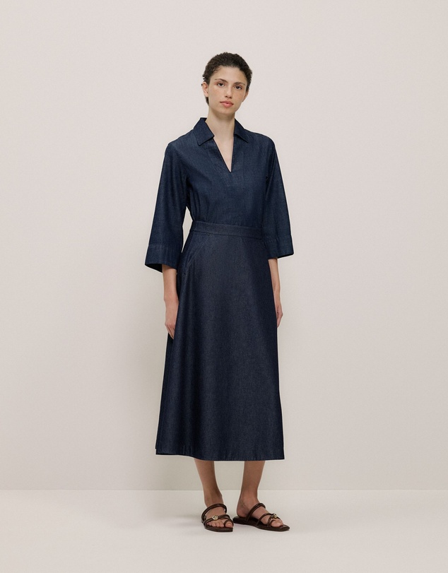 Trenery - Denim A-line Skirt in Rinse Wash