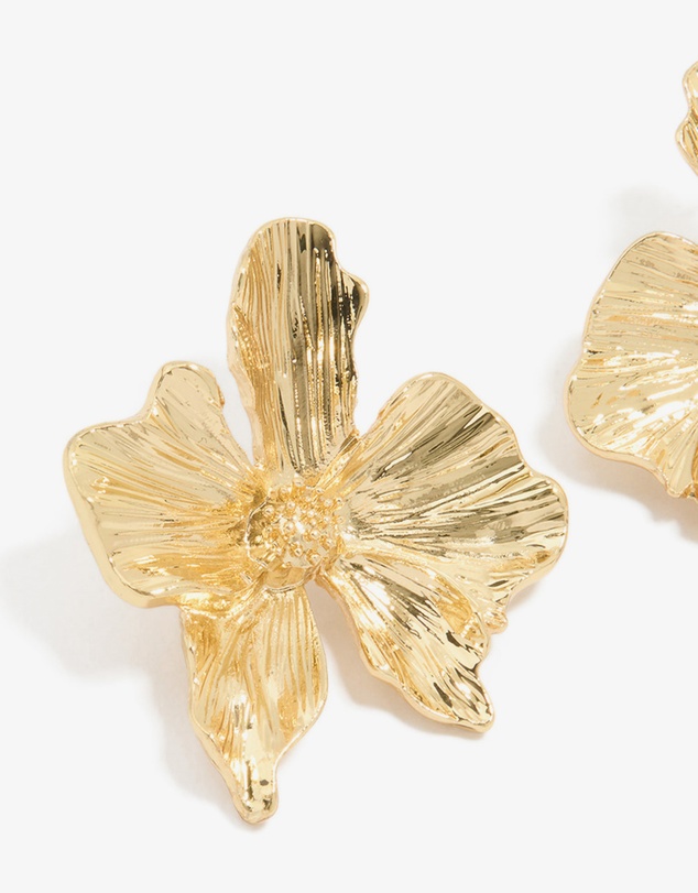 Lovisa - Gold Plated Organic Textured Flower Stud Earrings