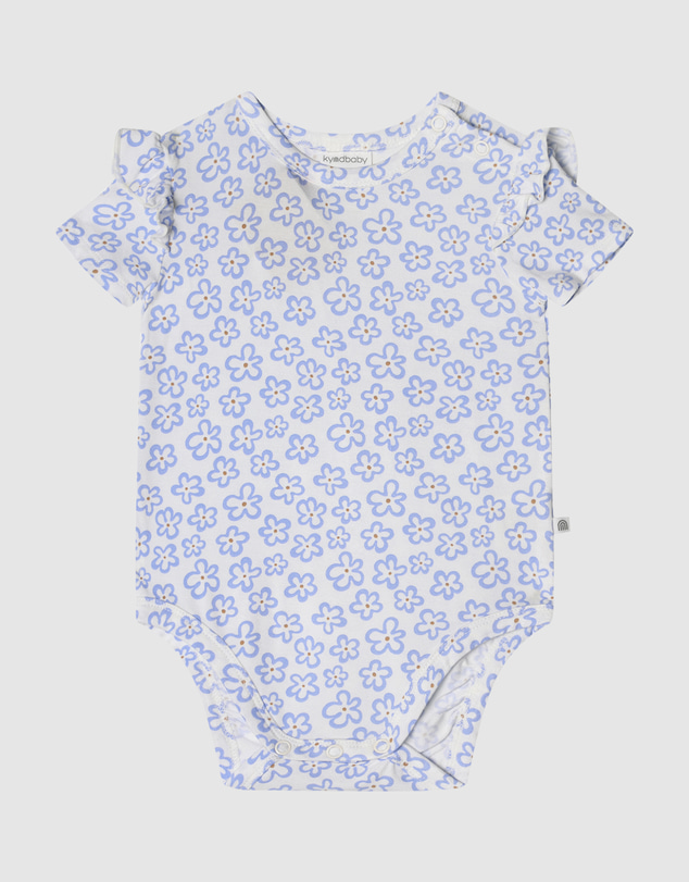 Kynd Baby - Frill Short Sleeve Bodysuit in Hibiscus Blue