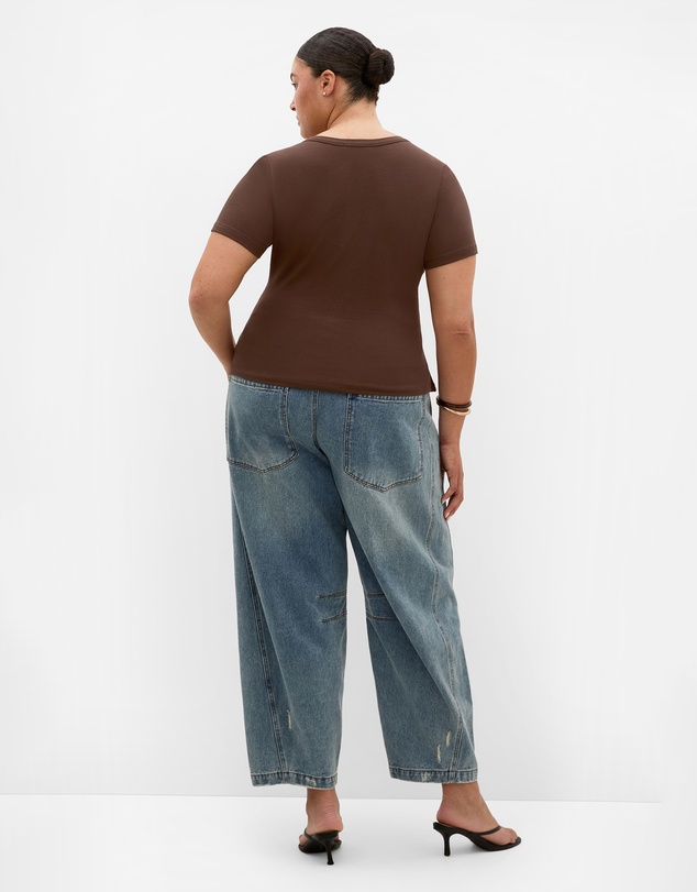 City Chic - Plus size Button Through Short Sleeve Top - chocolate