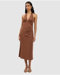 With Harper Lu - Pleated Backless Halter Dress