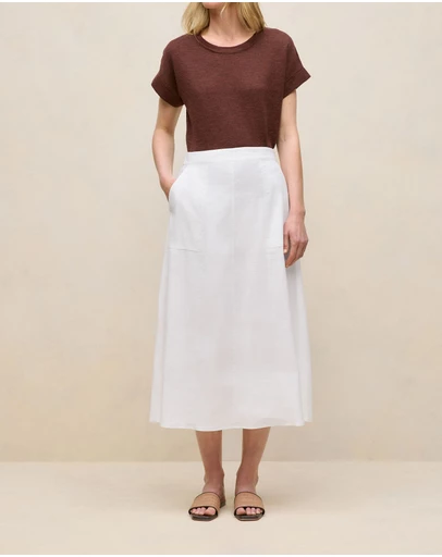 Trenery - Stretch Linen Patch Pocket Skirt in White