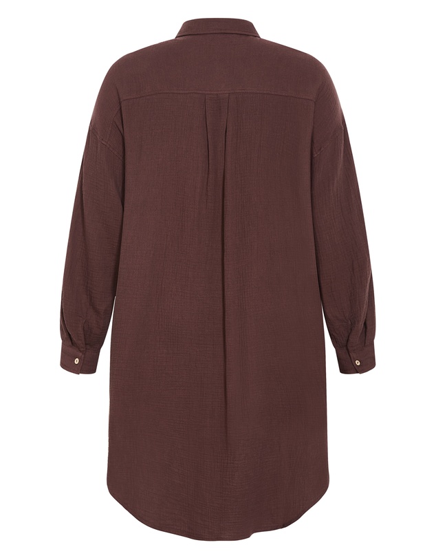 City Chic - Plus size Poolside Cover Up Midi Shirt - chocolate