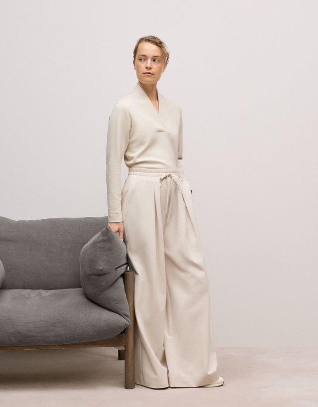 Trenery - Ponte Drawcord Wide Leg Pant in Stone