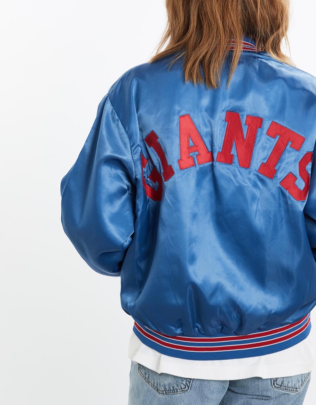 Vintage by The Real Deal - Pre Loved - 90s Chalk Line NFL New York Giants Satin Bomber Jacket