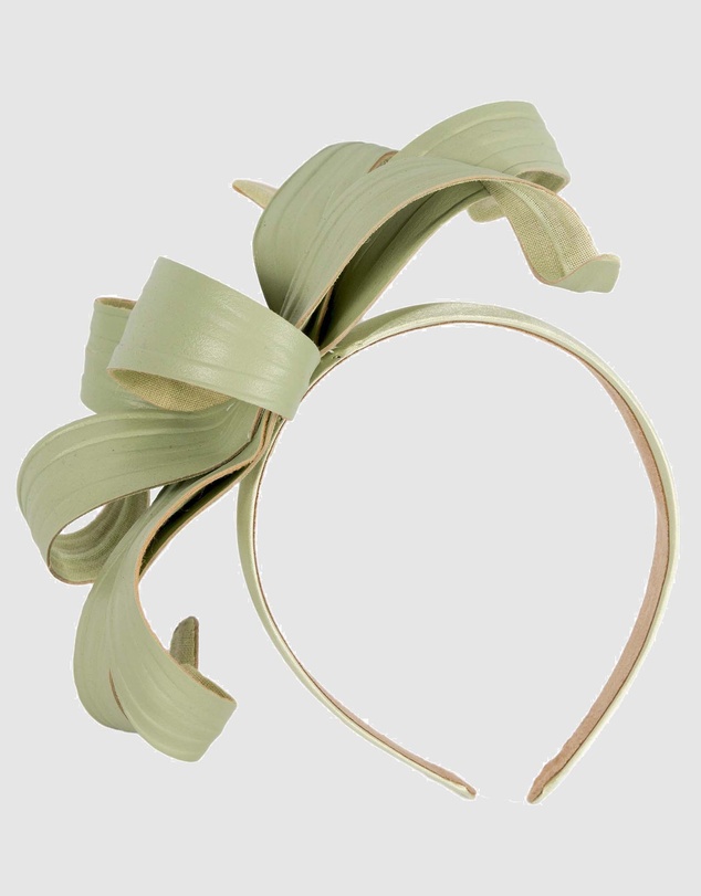 Max Alexander - Leather Leafs Mint Headband Fascinator