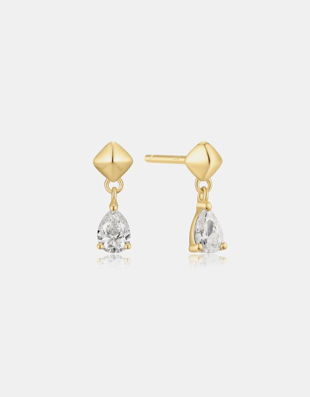 Ania Haie - Ania Haie Gold Pyramid Dangle Threaded Stud Earrings