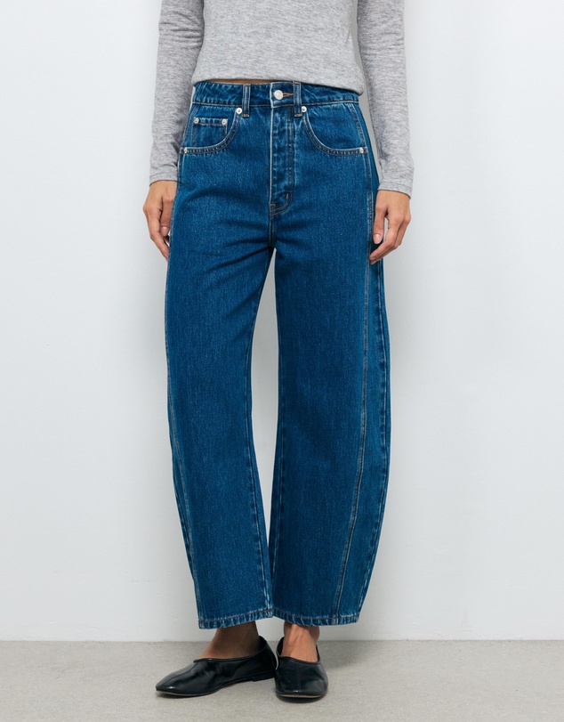 AERE - Mid Rise Barrel Leg Jeans