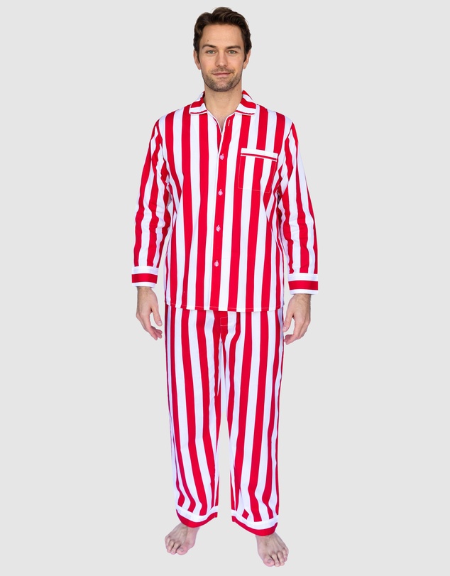 Sant And Abel - Red Braddock Stripe Long Sleeve PJ Set