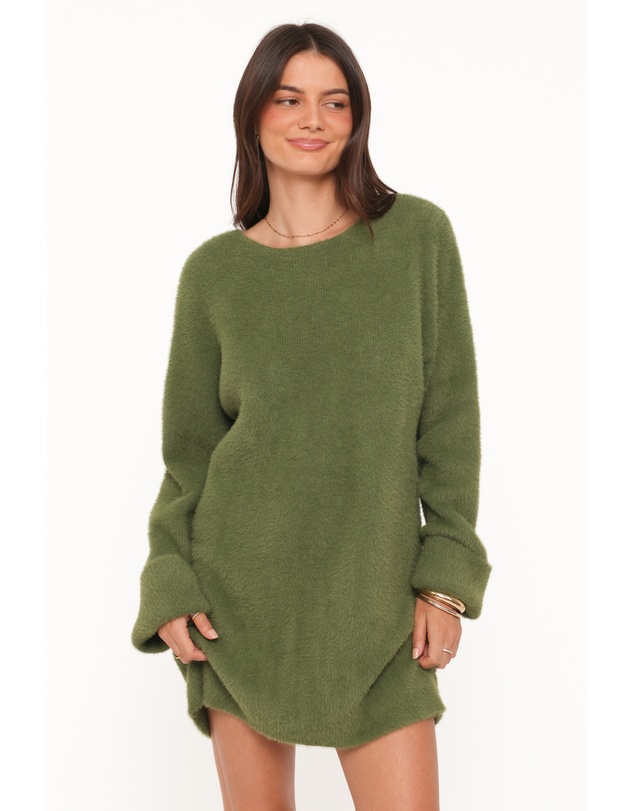 Petal & Pup - Mitchell Knit Mini Dress - Olive