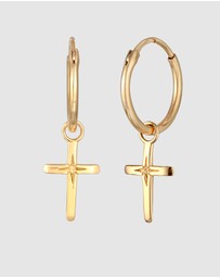 Elli Jewelry - Earrings Hoops Cross 925 Sterling Silver Gold-Plated