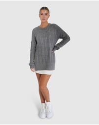 Belle & Bloom - At Last Cable Knit Jumper with Slit