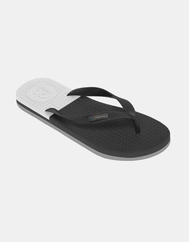 Boomerangz Footwear - Men's Black/Grey/White Thongs with arch support and 2 x interchangeable straps