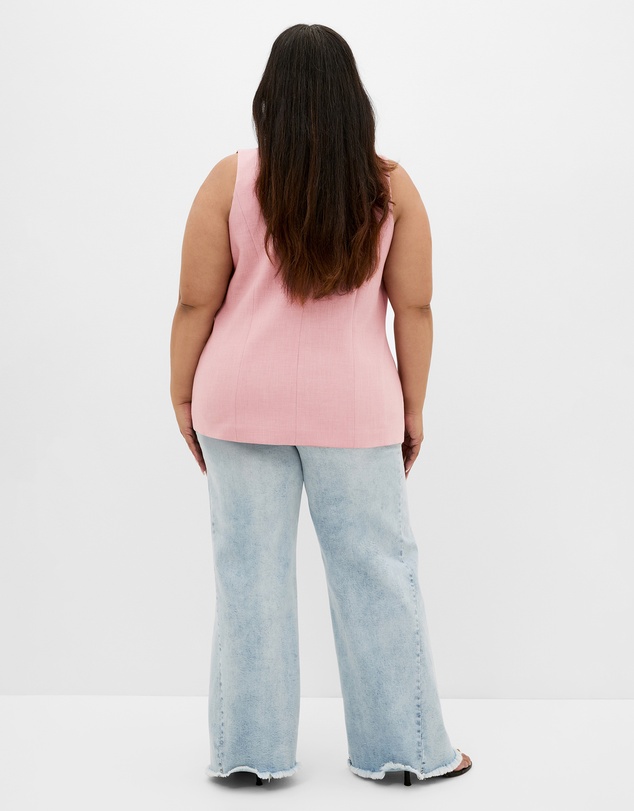 City Chic - Plus size Imogen Vest - baby pink